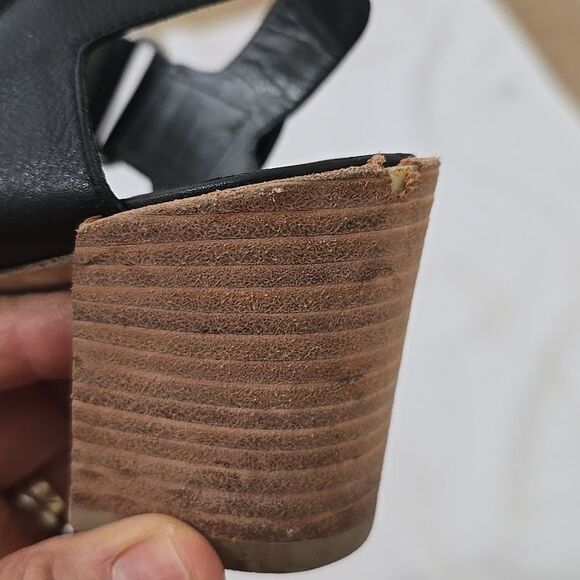 Stuart Weitzman Broadband Leather City Open Tow block Sandals heels Size 7.5 - Picture 7 of 11